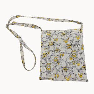 Minions Despicable Me Light Gray Yellow Allover Pattern Crossbody Tote Bag Teens
